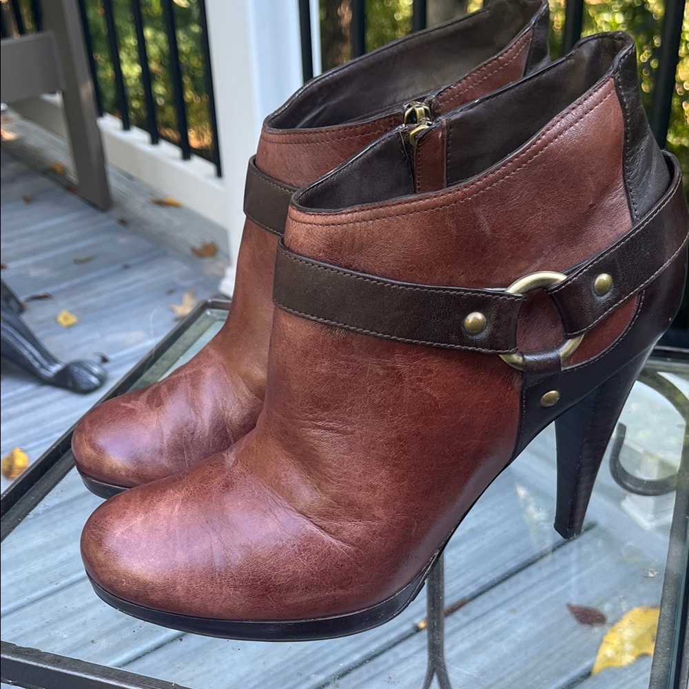 Cole Haan Tan and Brown Heeled Boots